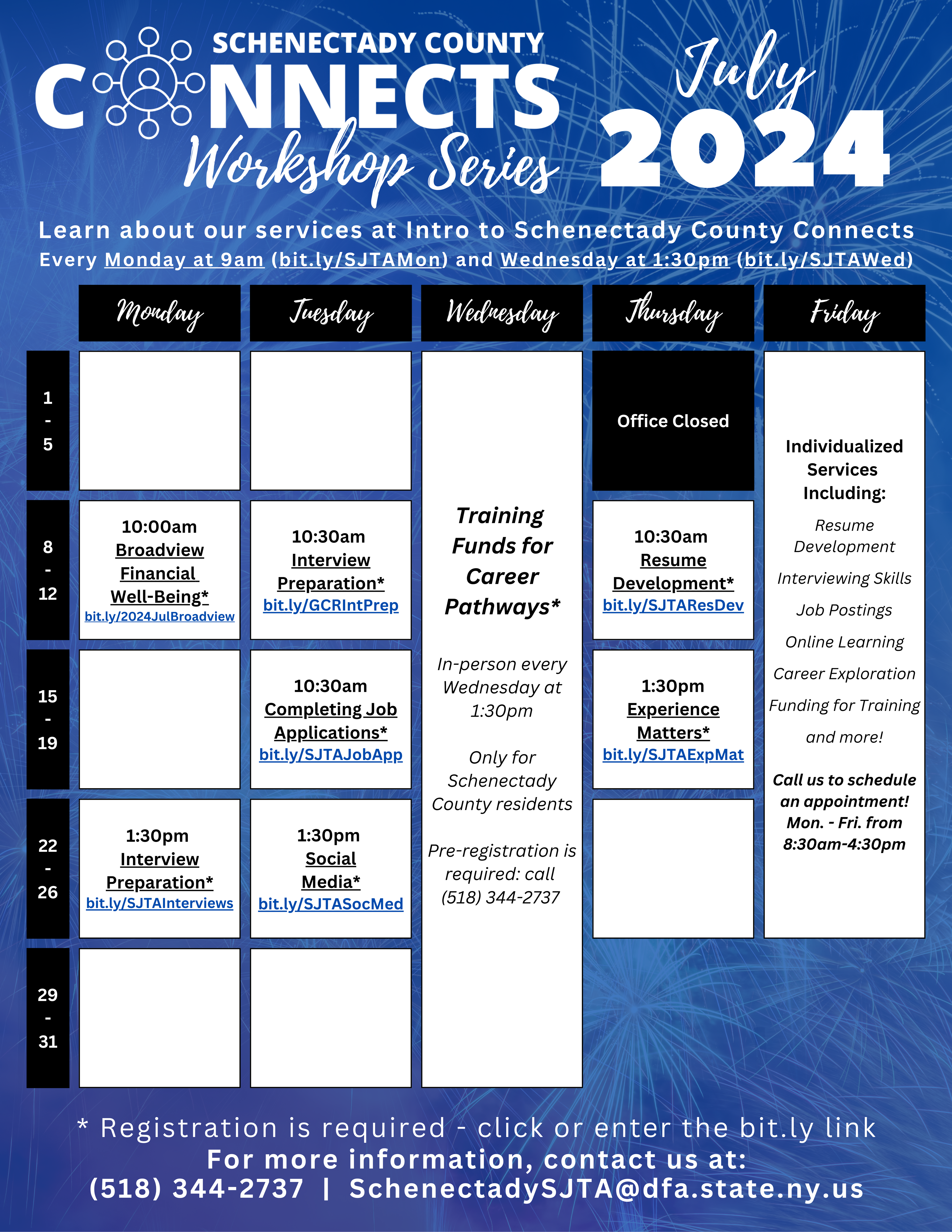 July workshops