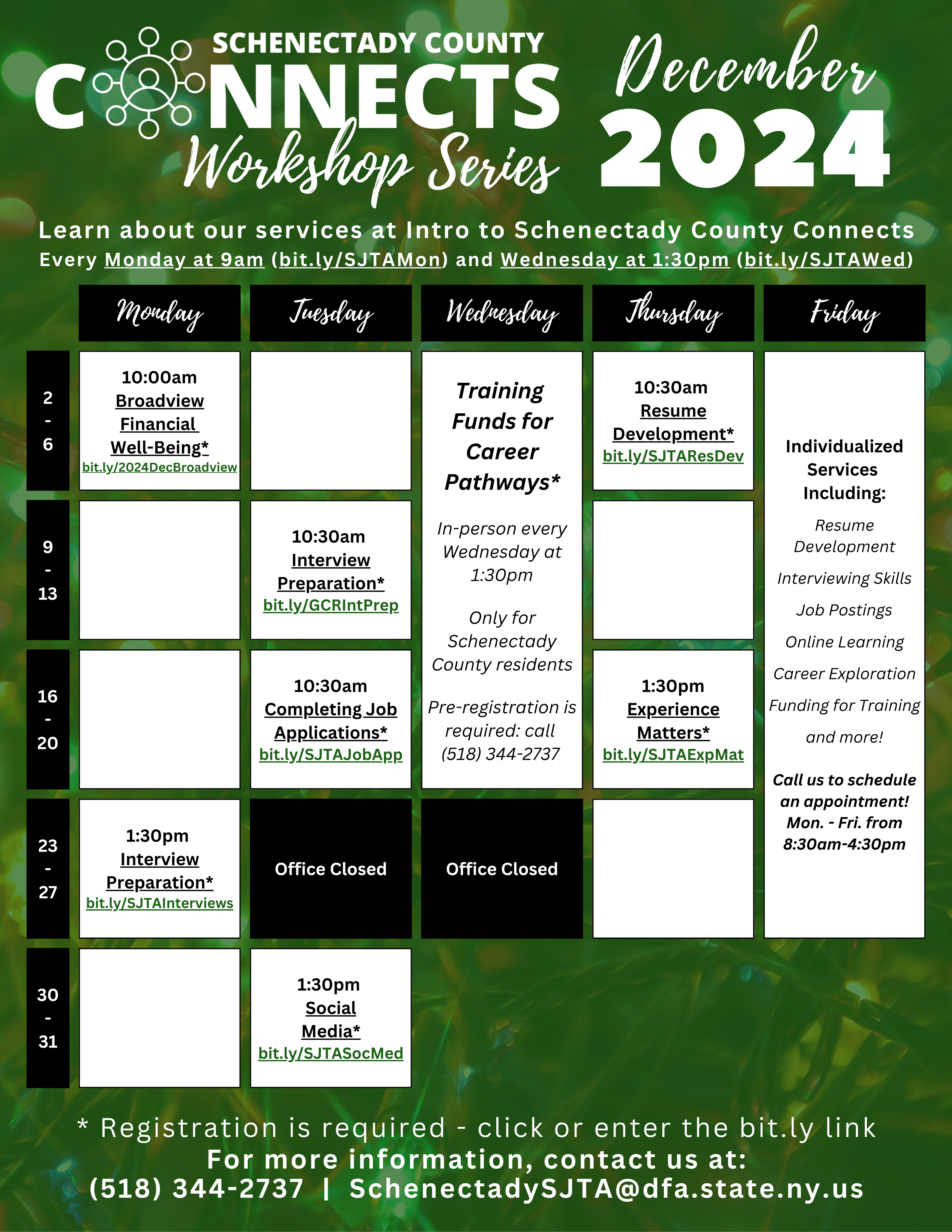 december workshops