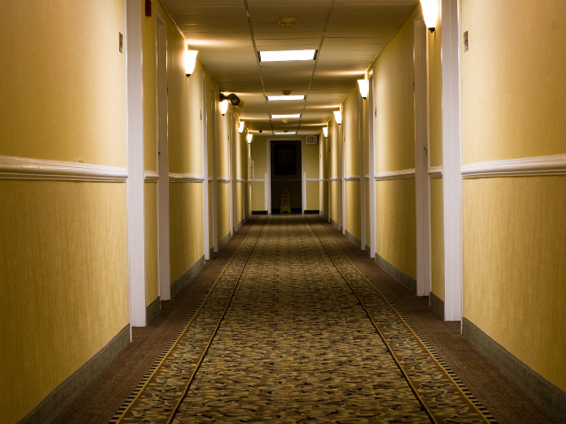 photo of hotel hallway.