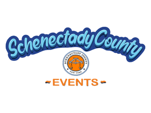 Logo: Text Schenectady County Events with the Seal of Schenectady County