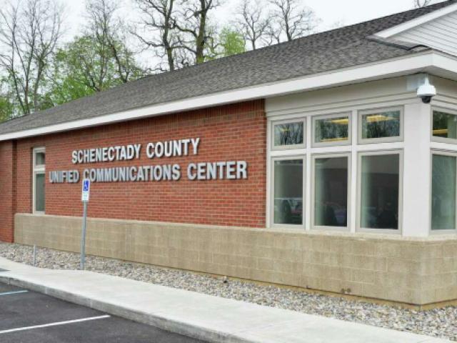 Brick building with Schenectady County Communications Center sign