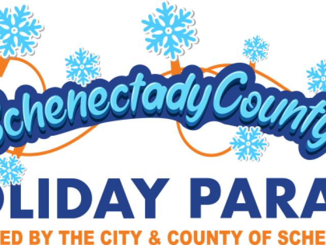 Schenectady County Holiday Parade Logo with snowflake lights and event title