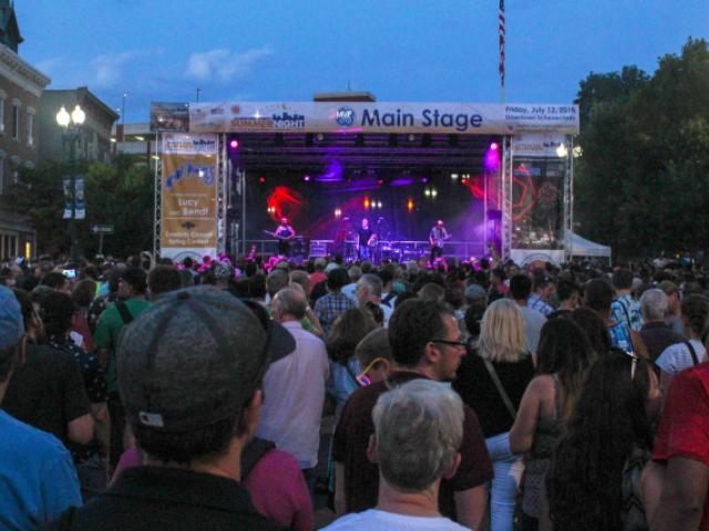 Photo of a band playing on the Main Stage at Schenectady County SummerNight