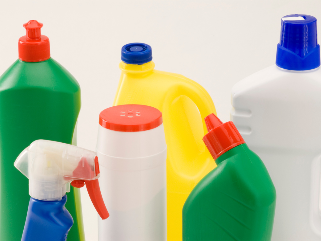 Photo of generic bottles of household cleaners